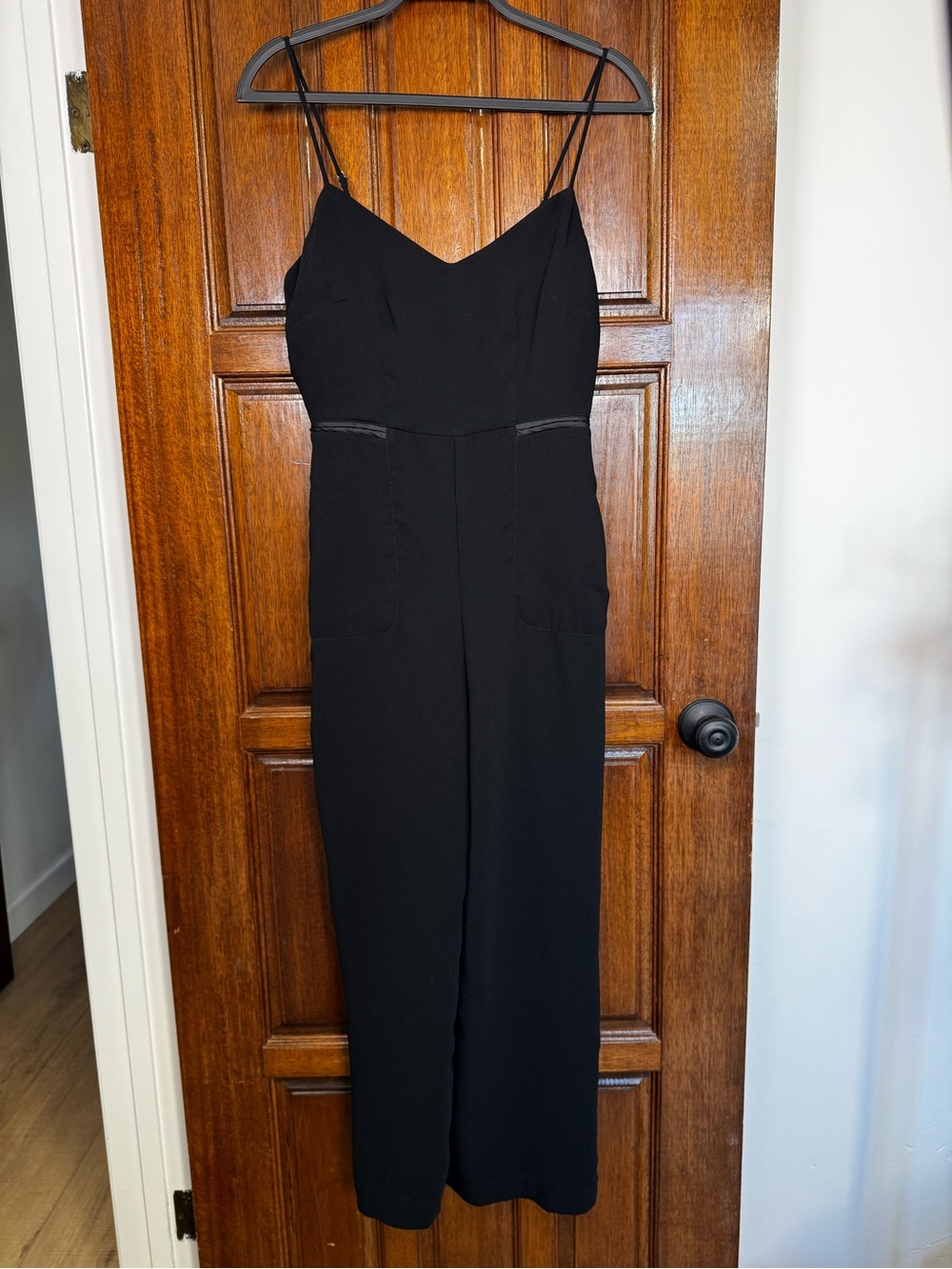 Anthropologie Maeve Magdalena Black Spaghetti Strap Wide Leg Jumpsuit